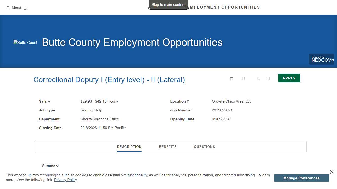 Employment Opportunities Butte County Employment Opportunities
