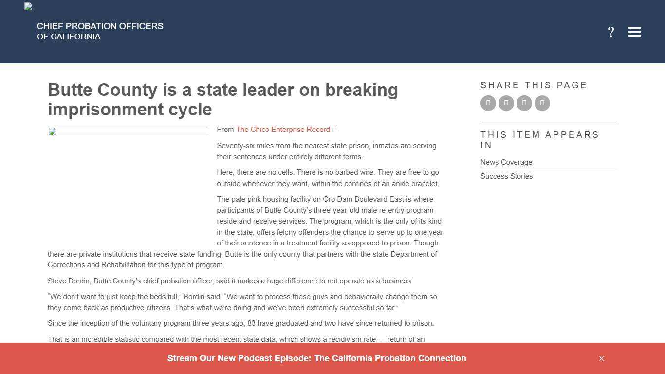 Butte County is a state leader on breaking imprisonment cycle - Chief Probation Officers of California